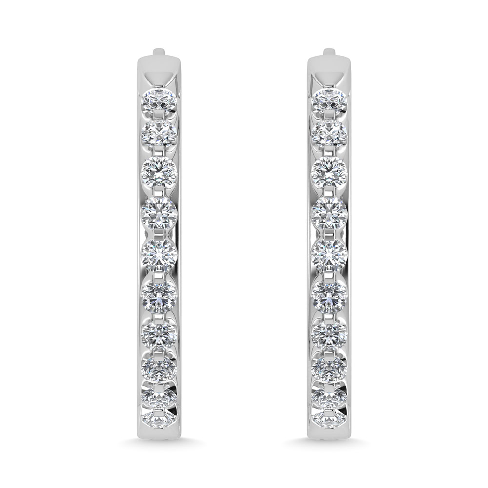Diamond 1/4 Ct.Tw. Hoop Earrings in 14K White Gold