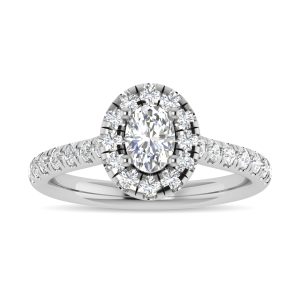 Diamond 1 Ct.Tw. Oval Shape Engagement Ring in 14K White Gold