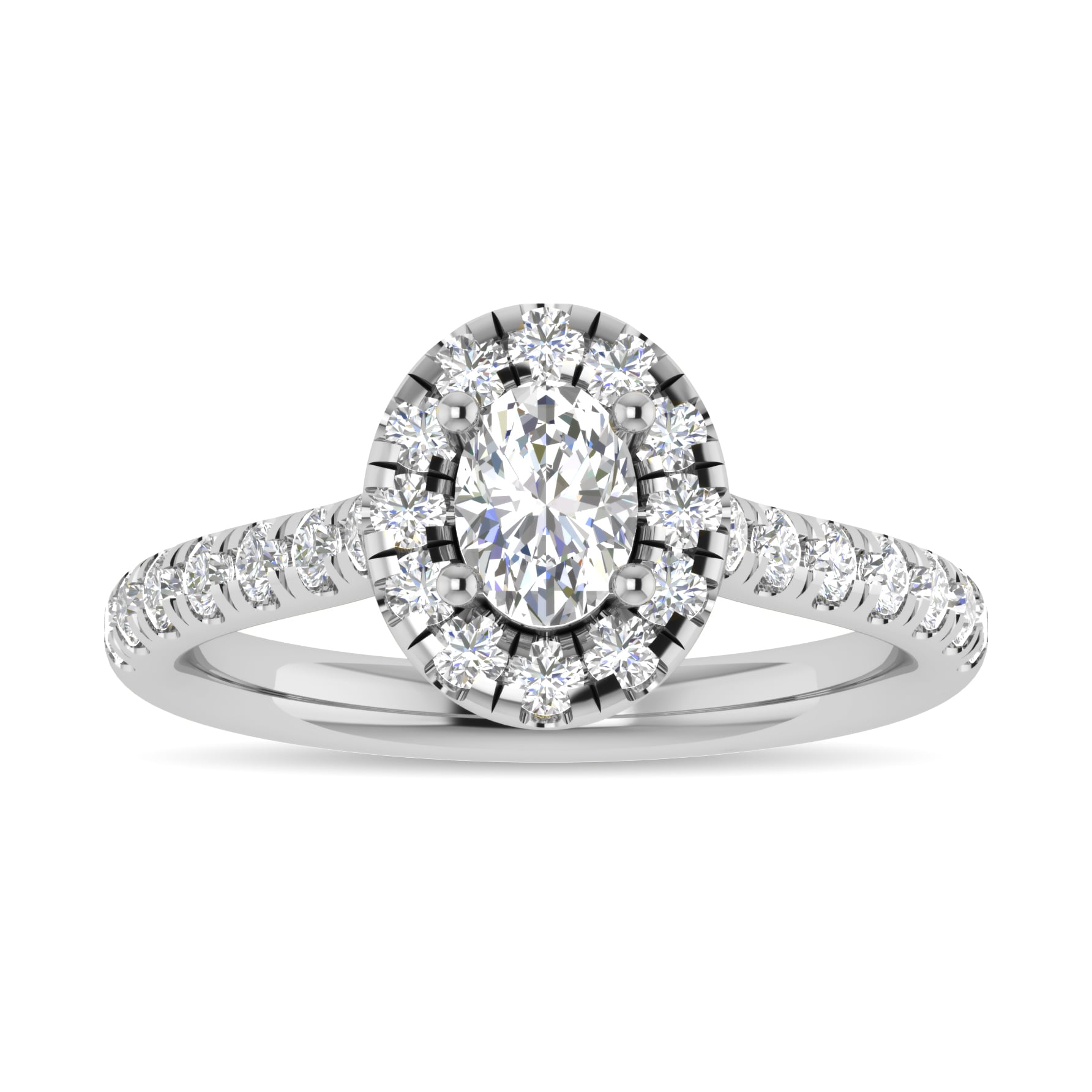 Diamond 1 Ct.Tw. Oval Shape Engagement Ring in 14K White Gold