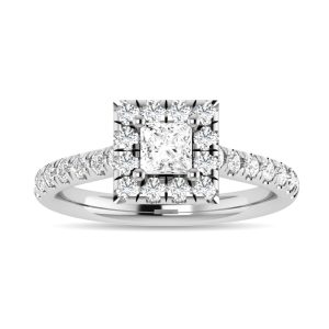 Diamond 1 Ct.Tw. Princess Shape Engagement Ring in 14K White Gold