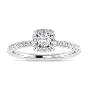 Diamond 3/4 Ct.Tw. Cushion Shape Engagement Ring in 14K White Gold