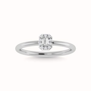 Diamond 1/3 Ct.Tw. Round and Emerald Cut Engagement Ring in 14K White Gold