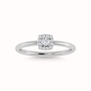 Diamond 1/3 Ct.Tw. Round and Cushion Cut Engagement Ring in 14K White Gold