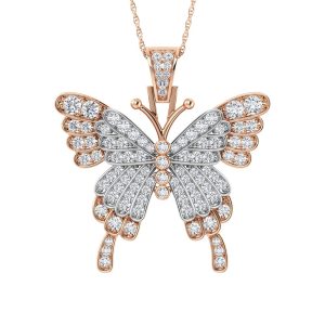 Diamond 1 7/8 Ct.Tw. Butterfly Pendant in 10K Two Tone