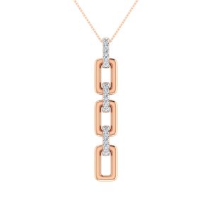10K Pink Gold 1/8 Ct.Tw. Diamond Cuban Link Pendant
