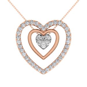 14K Rose Gold 1/2 Ct.Tw. Diamond Double Heart Pendant
