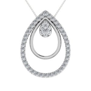 14K White Gold 1/2 Ct.Tw. Diamond Double Slide Pendant