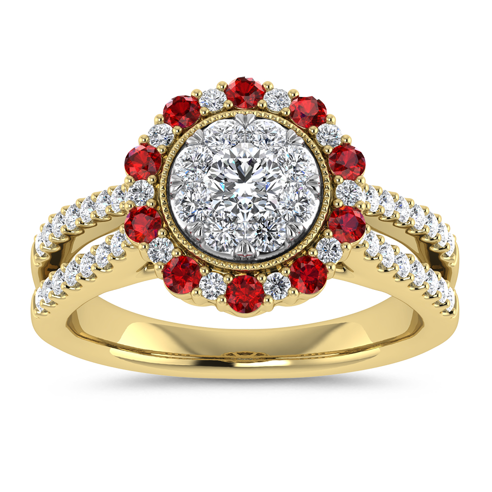 Diamond 1 Ct.Tw. And Ruby Ring in 14K Yellow Gold