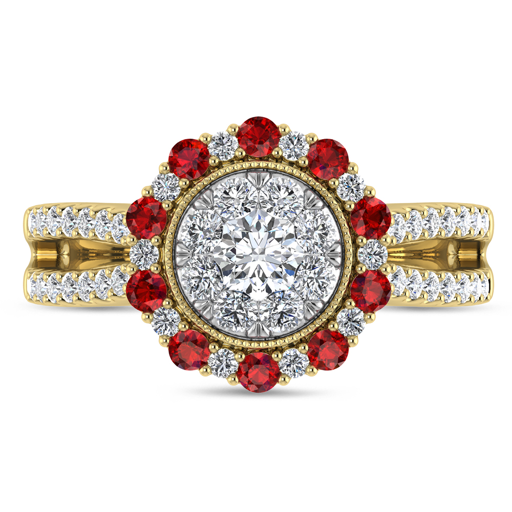 Diamond 1 Ct.Tw. And Ruby Ring in 14K Yellow Gold