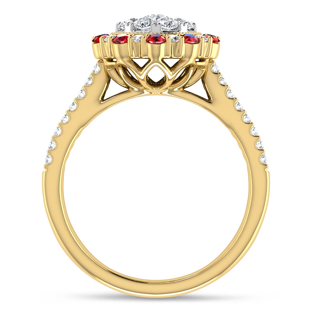 Diamond 1 Ct.Tw. And Ruby Ring in 14K Yellow Gold