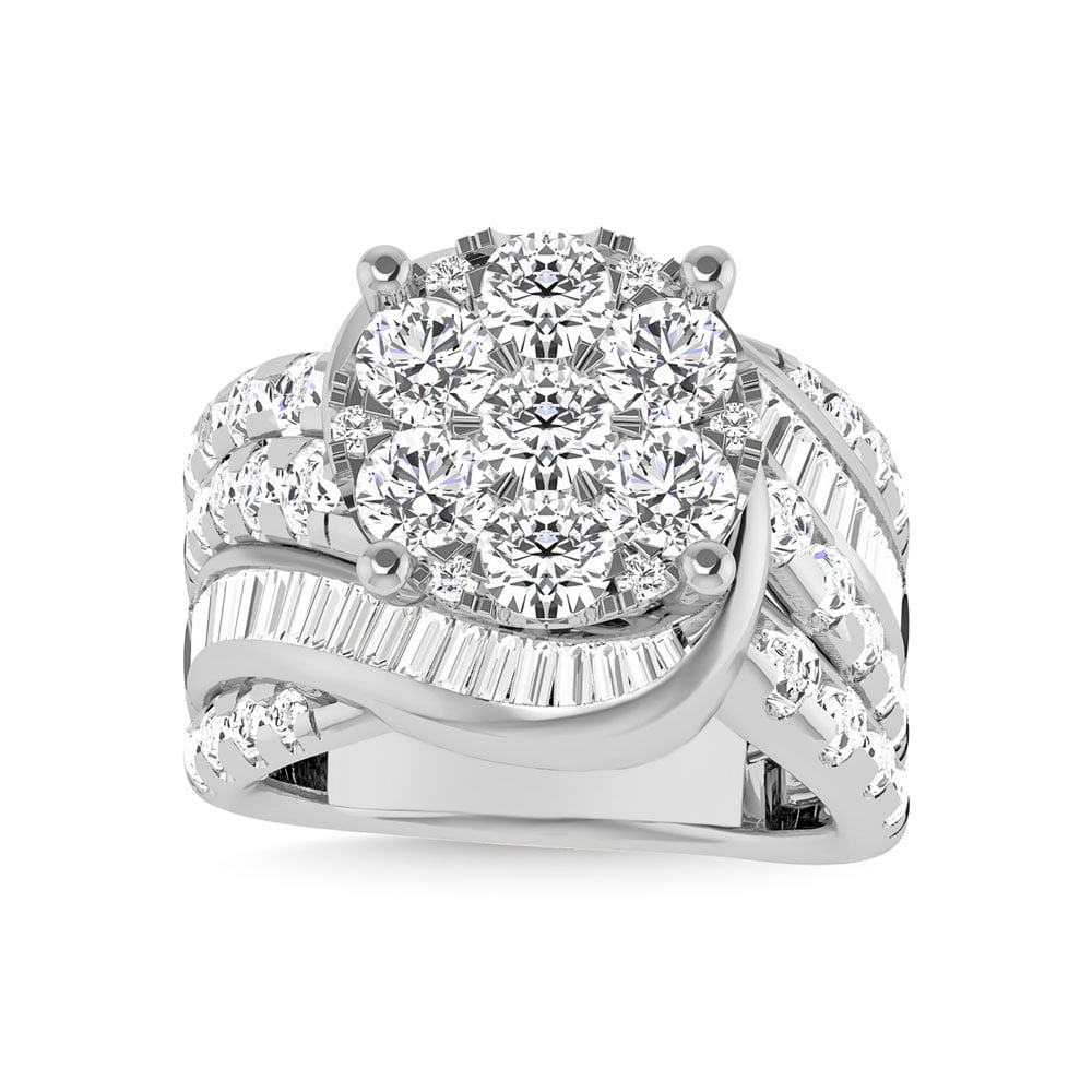 Diamond 4 Ct.Tw. Cluster Engagement Ring in 14K White Gold
