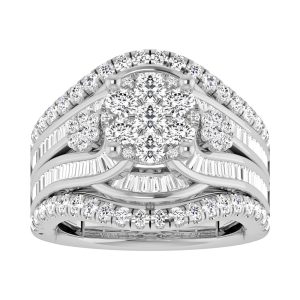 Diamond 2 Ct.Tw. Cluster Engagement Ring in 14K White Gold