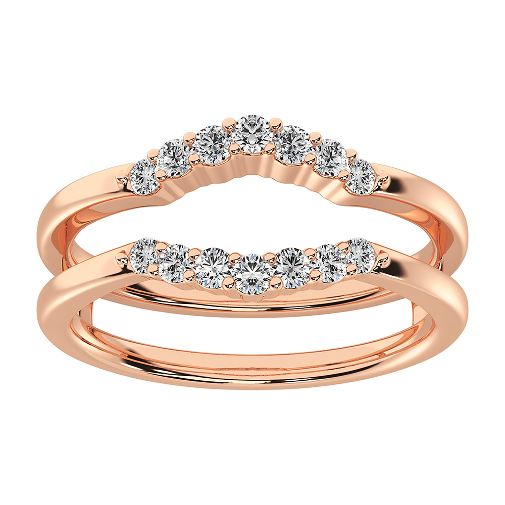 10K Rose Gold 1/3 Ct.Tw. Diamond Chevron Guard Ring
