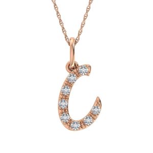 Diamond 1/8 Ct.Tw. Letter C Pendant in 10K Rose Gold