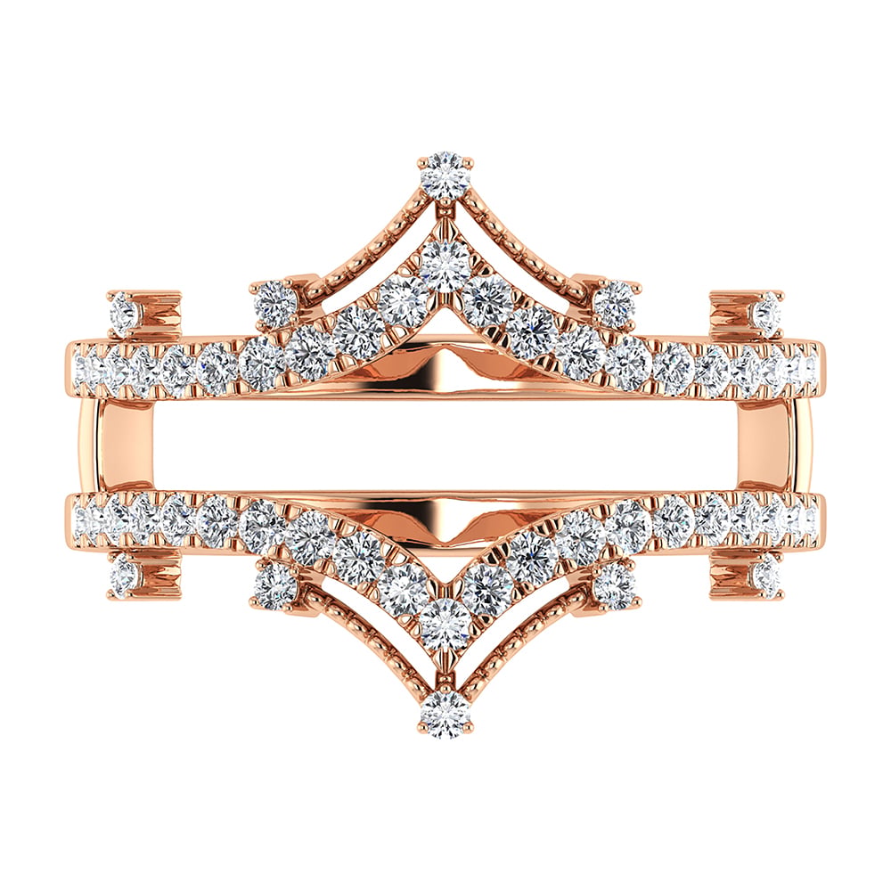 Diamond 1/3 Ct.Tw. Chevron Guard Ring in 14K Rose Gold
