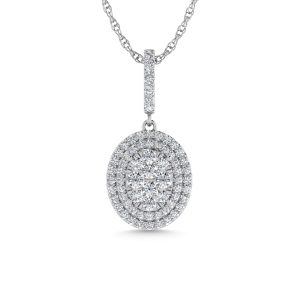 Diamond 3/4 Ct.Tw. Cluster Pendants in 14K White Gold