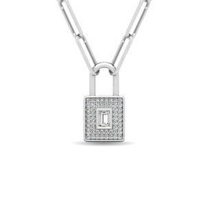 Diamond 1/5 Ct.Tw. Lock Pendant in 10K White Gold