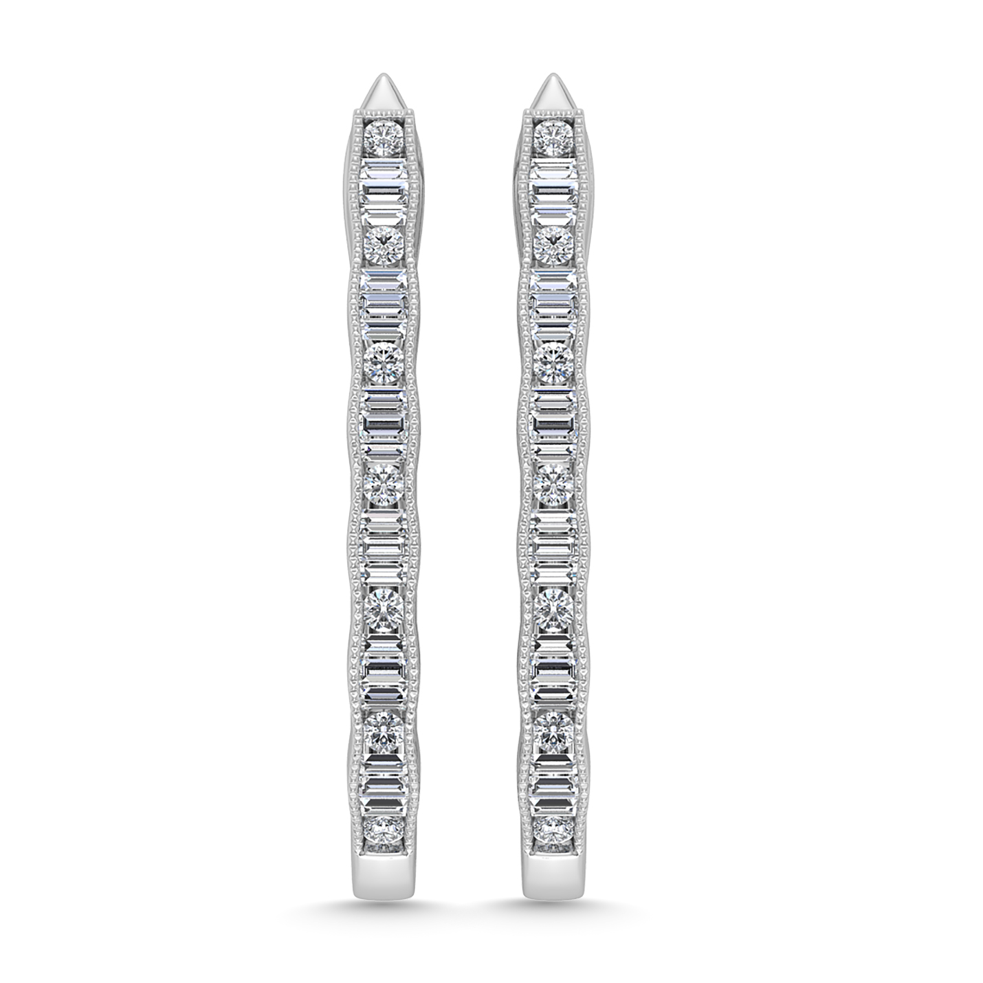 Diamond 1/2 Ct.Tw. Hoop Earrings in 10K White Gold