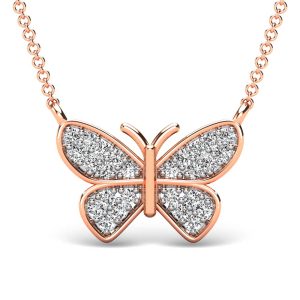 Diamond 1/10 Ct.Tw. Butterfly Pendant in 10K Rose Gold