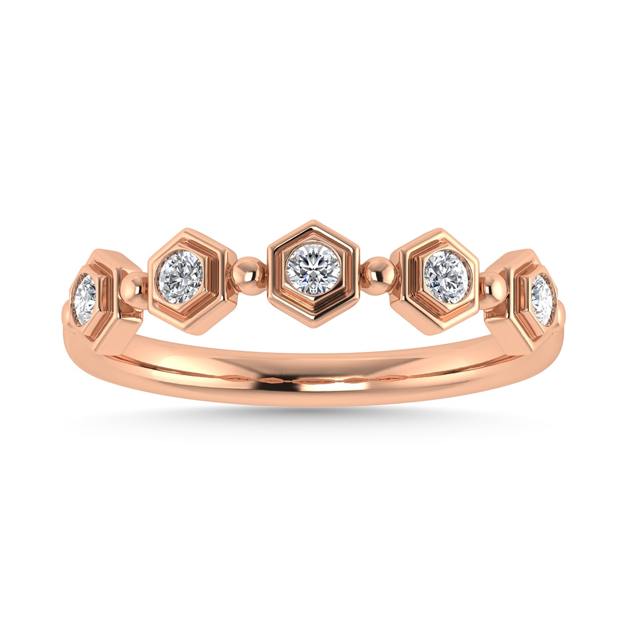 Diamond 1/8 Ct.Tw. Stack Band in 10K Rose Gold