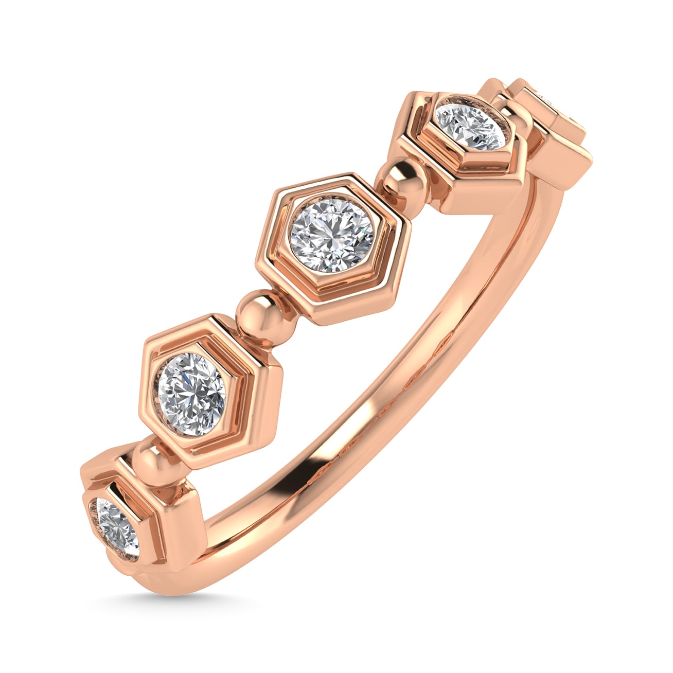 Diamond 1/8 Ct.Tw. Stack Band in 10K Rose Gold