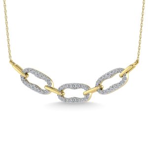 14K Two Tone Diamond 1/6 Ct.Tw. Fashion Necklace