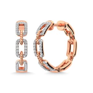 14K Rose Gold Diamond 3/8 Ct.Tw. Hoop Earrings