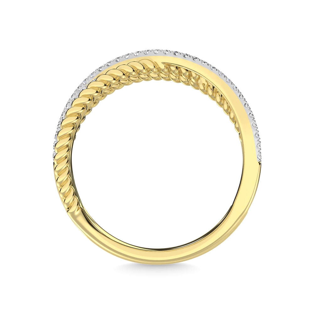 14K Yellow Gold Diamond 1/3 Ct.Tw. Crossover Fashion Ring