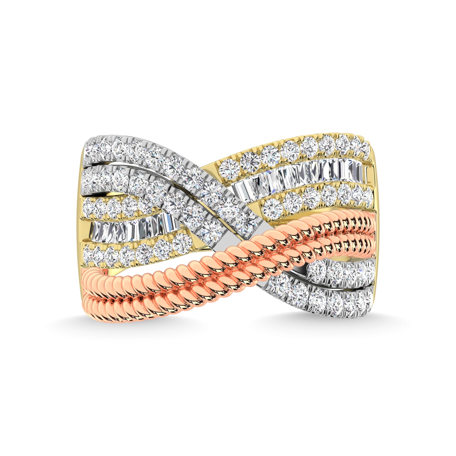 Diamond 1 Ct.Tw. Fashion Ring in 14K Gold (White,Yellow and Pink)