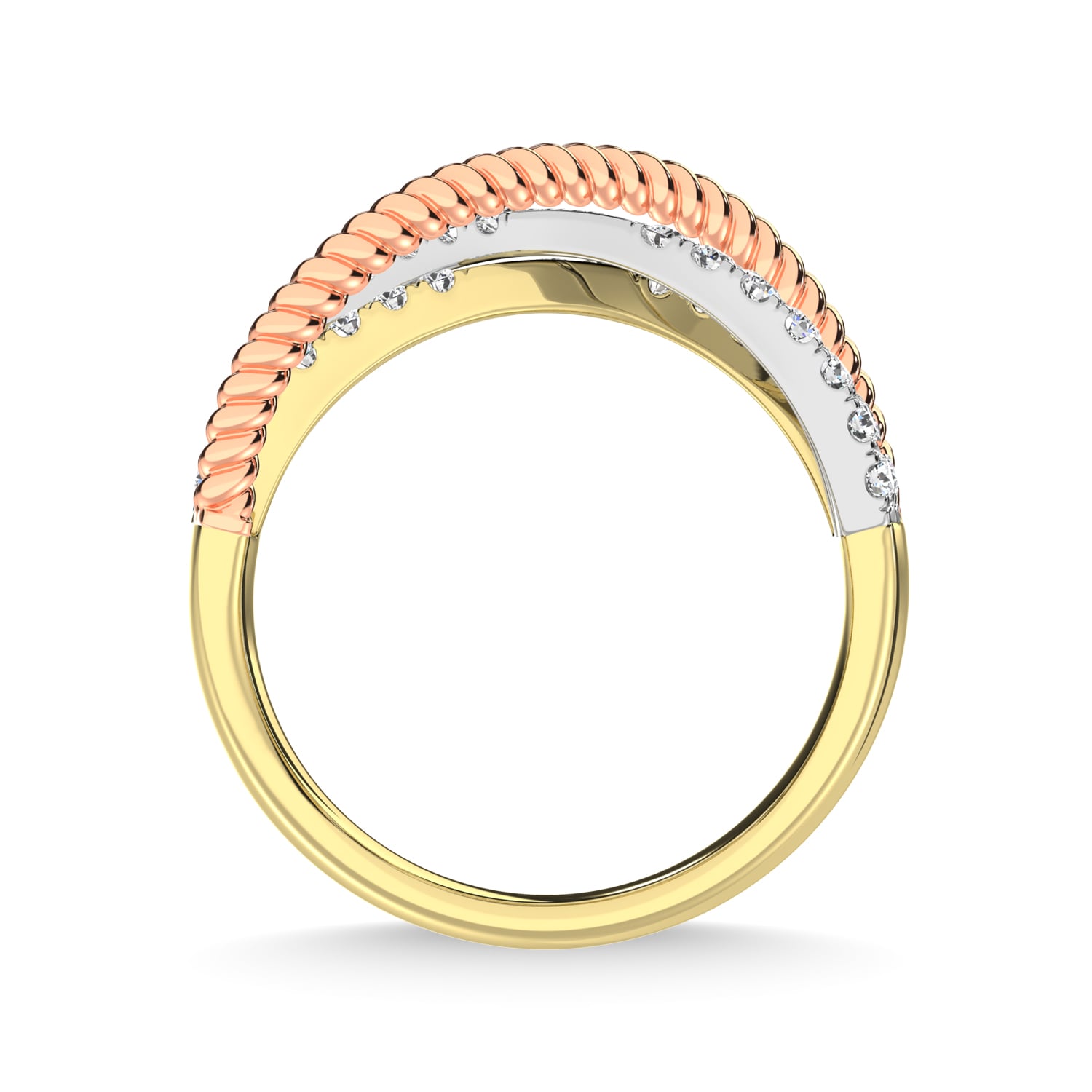 Diamond 1 Ct.Tw. Fashion Ring in 14K Gold (White,Yellow and Pink)