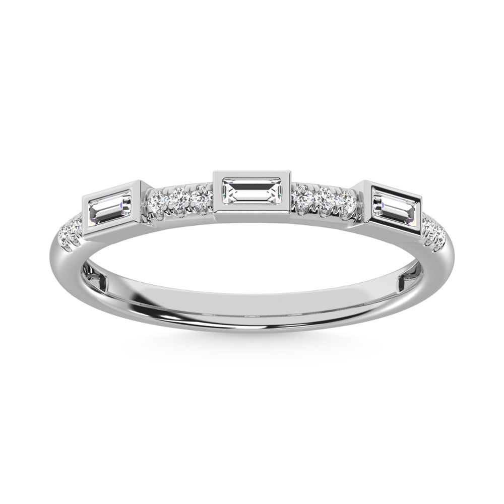 14K White Gold Diamond 1/8 Ct.Tw. Stack Band