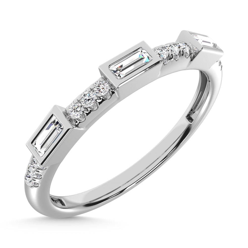 14K White Gold Diamond 1/8 Ct.Tw. Stack Band