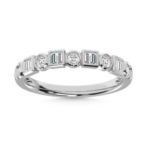 14K White Gold Diamond  1/4 Ct.Tw. Stack Band