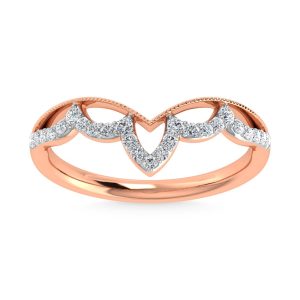 14K Rose Gold Diamond 1/5 Ct.Tw. Chevron Band