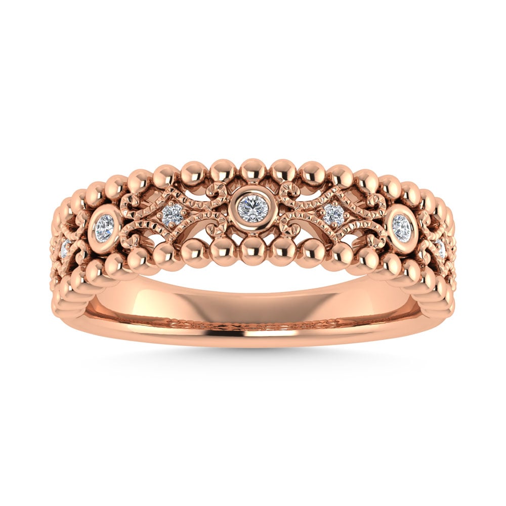 10K Rose Gold 1/10 Ct.Tw. Diamond Fashion Band