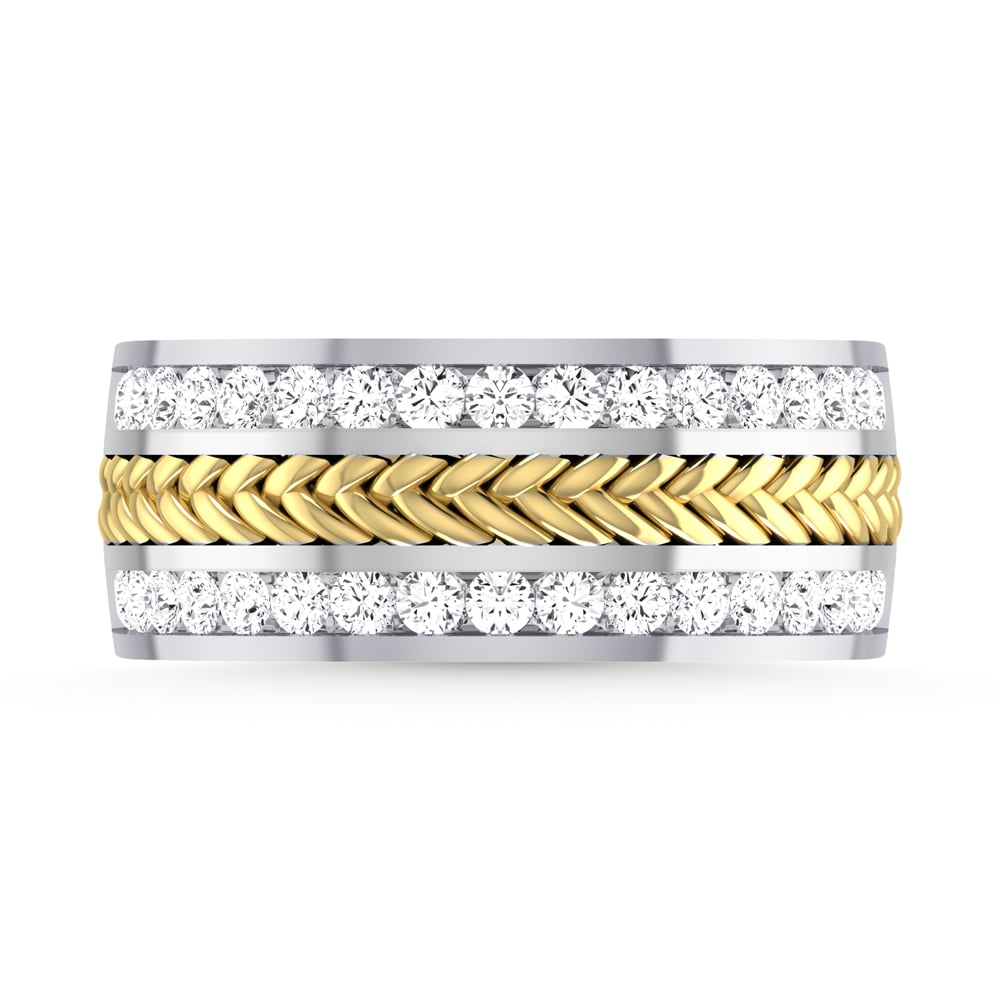 10K Two Tone Diamond 1 Ct.Tw. Mens Wedding Band