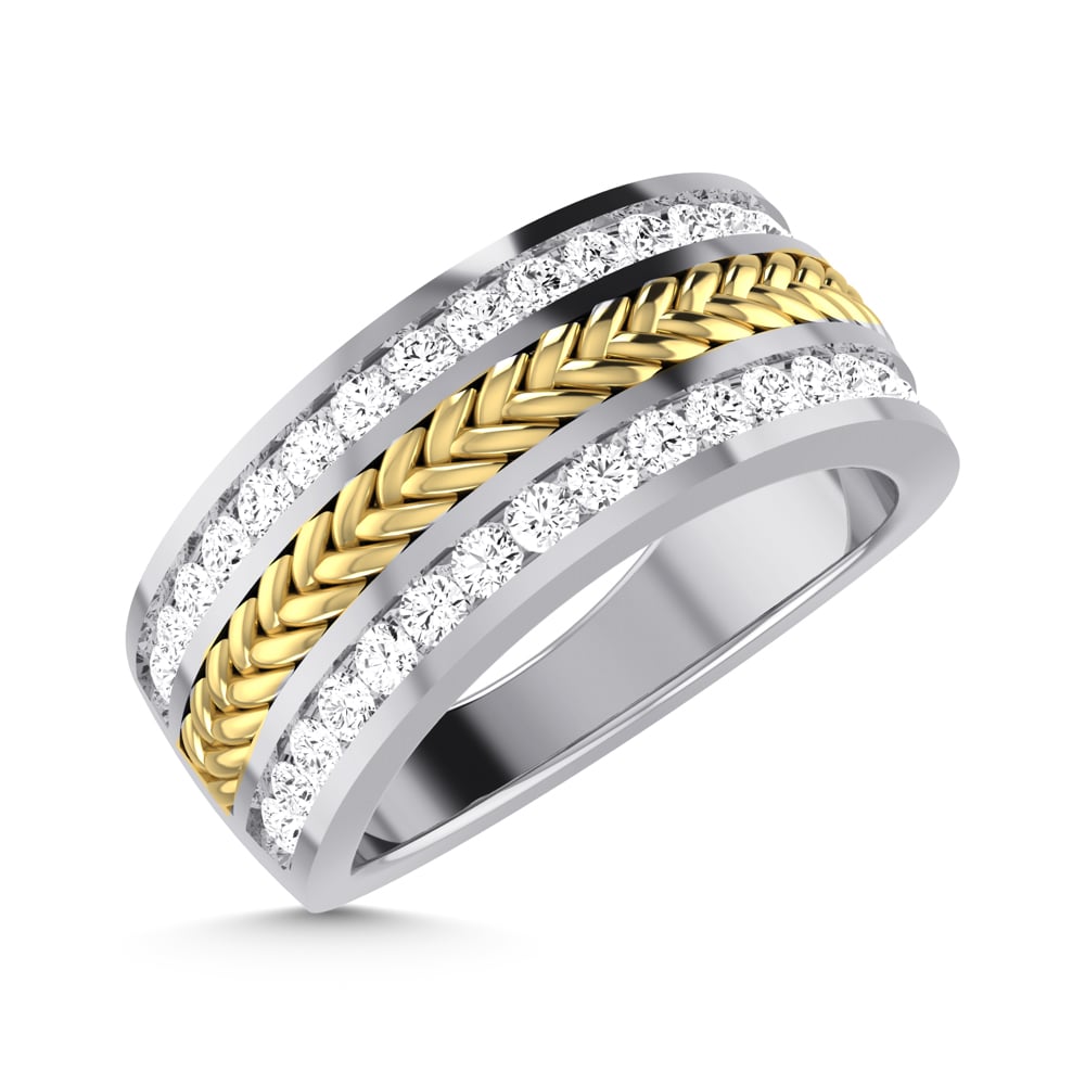10K Two Tone Diamond 1 Ct.Tw. Mens Wedding Band