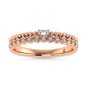14K Rose Gold Diamond 1/10 Ct.Tw. Stackable Band