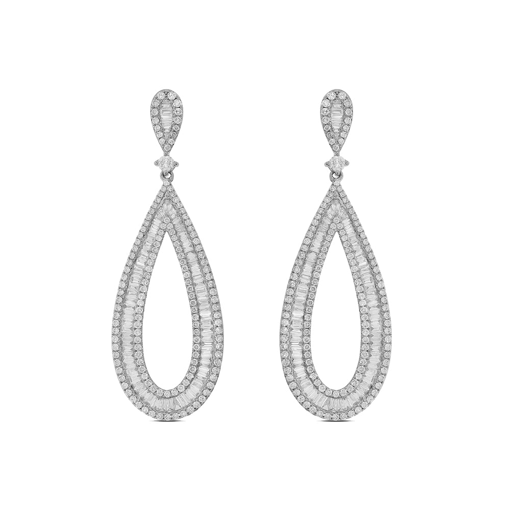 14K White Gold Diamond 3 7/8 Ct.Tw Fashion Earrings