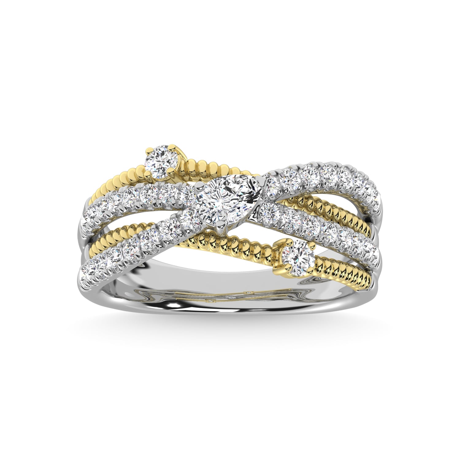 14K Two Tone Diamond 3/4 Ct.Tw. Fashion Ring