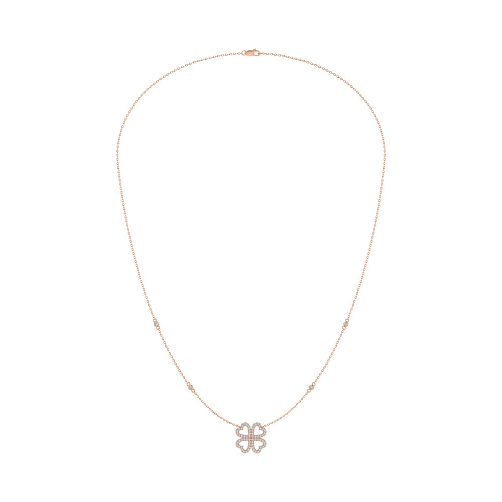 14K Rose Gold Diamond 1/3 Ct.Tw. Flower Necklace (18 inches)