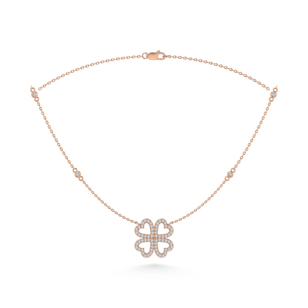 14K Rose Gold Diamond 1/3 Ct.Tw. Flower Necklace (18 inches)