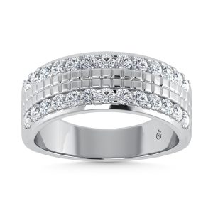 14K White Gold Diamond 1 Ct.Tw. Channel Set Mens Machine Band