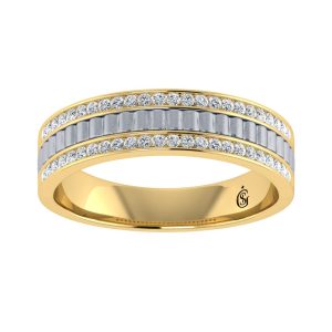 14K Two Tone Diamond 1/3.Ct. Tw. Mens Machine Band