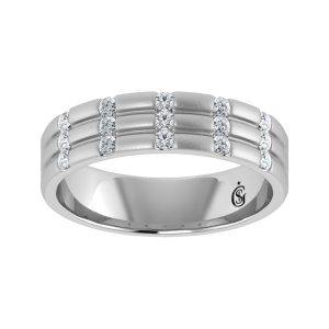 14K White Gold Diamond 1/3.Ct. Tw. Mens Machine Band