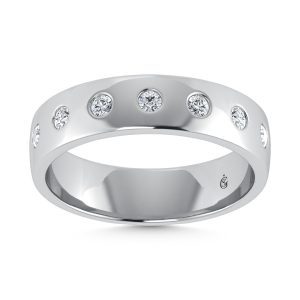 14K White Gold Diamond 1 Ct.Tw. Bezel Set Mens Machine Band