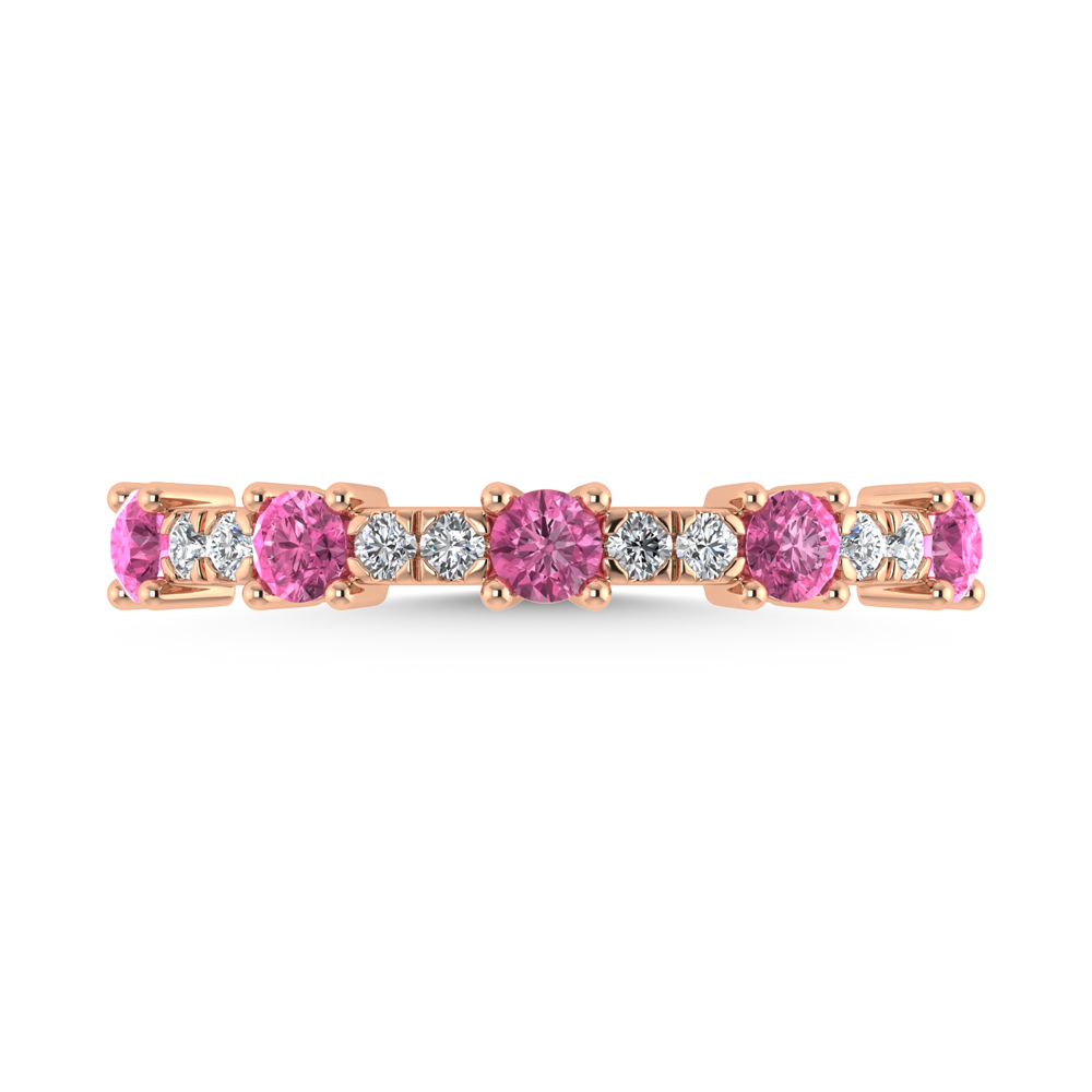 14K Rose Gold Diamond 5/8 Ct. Tw. Alternate Diamond and Pink Sapphire Stackable Band