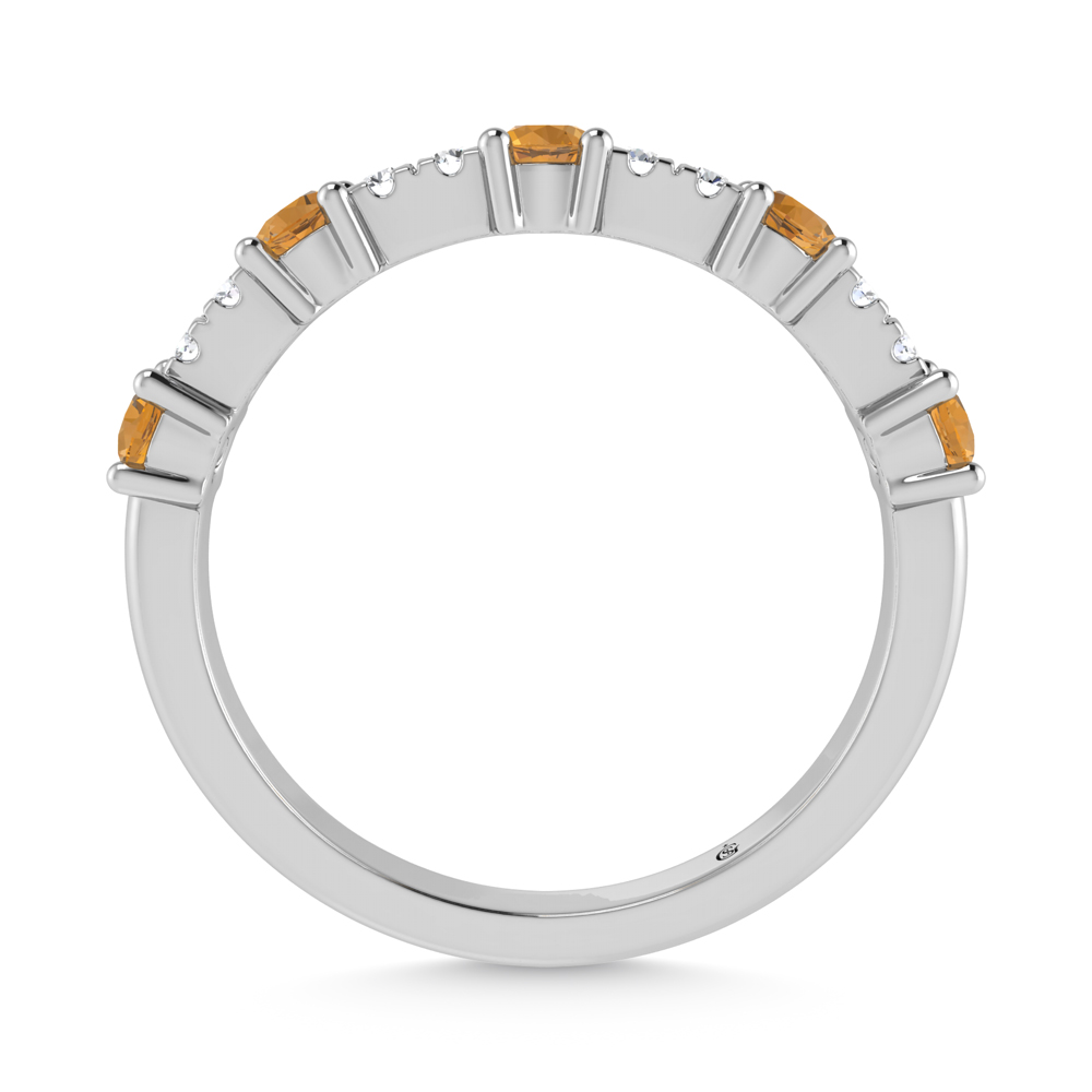 14K White Gold Diamond 1/2 Ct. Tw. Alternate Diamond and Citrine Stackable Band