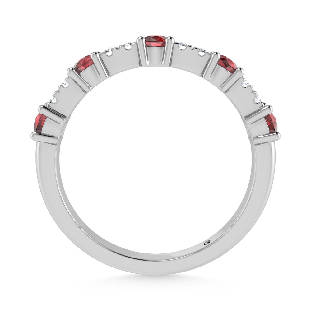 14K White Gold Diamond 1/2 Ct. Tw. Alternate Diamond and Garnet Stackable Band