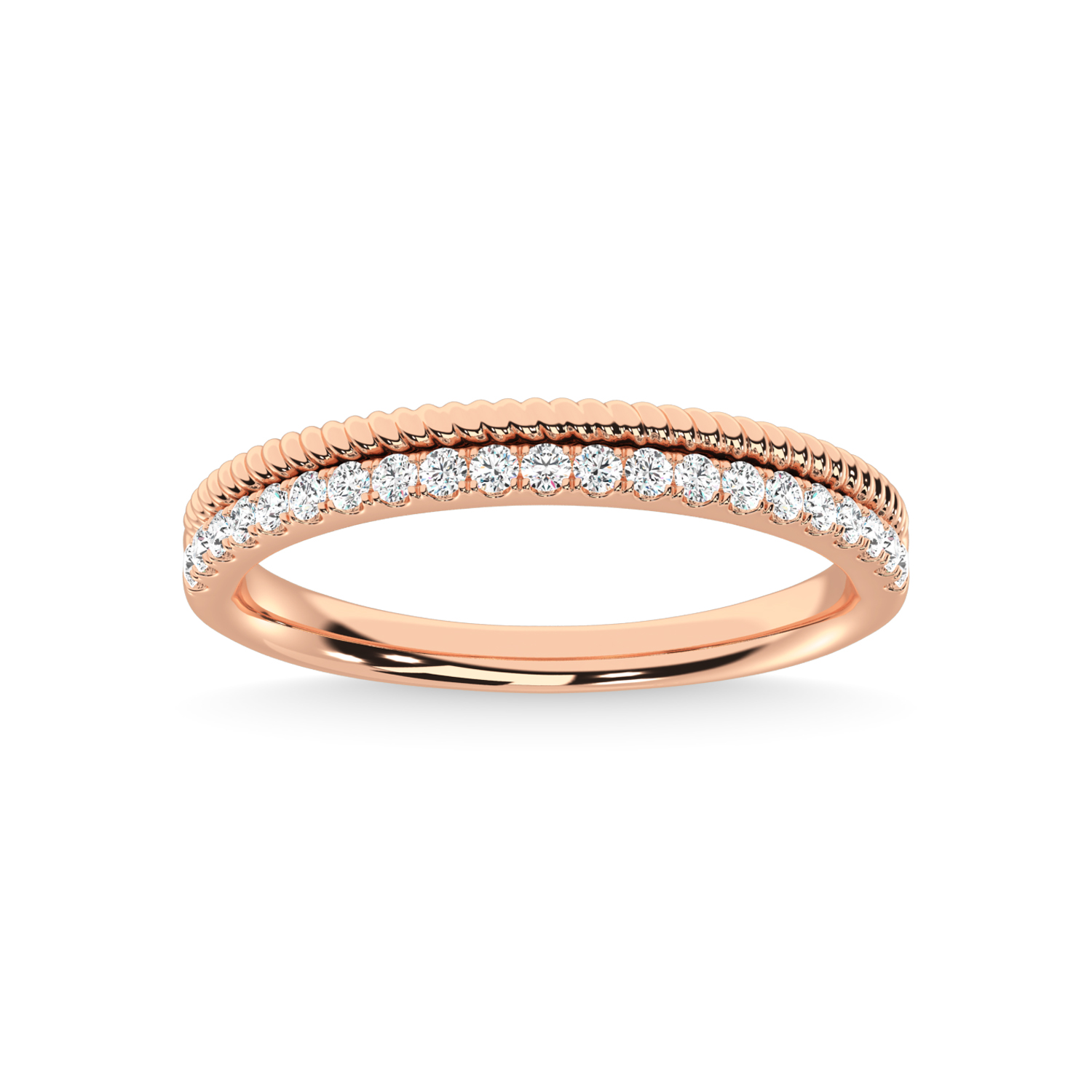 14K Rose Gold Diamond 1/5 Ct.Tw. Stackable Band